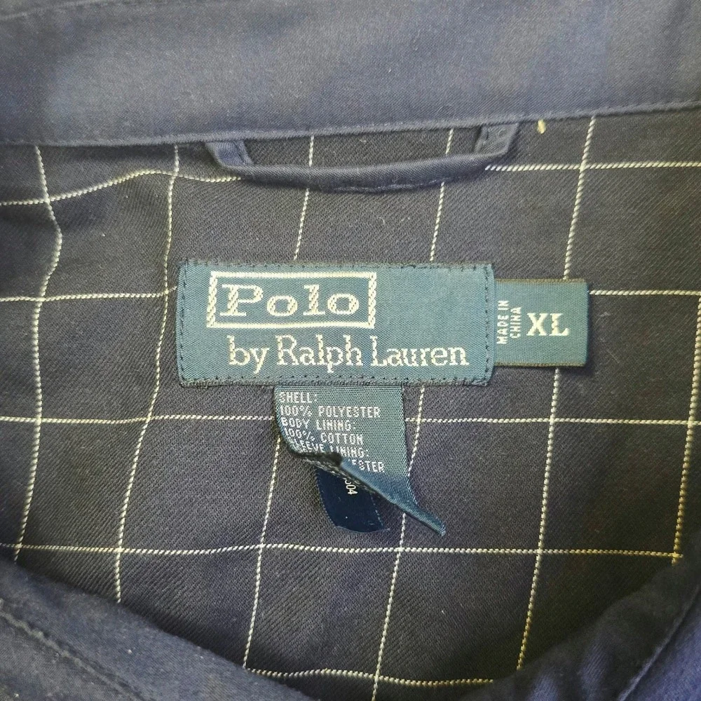 Polo Ralph Lauren Mens Harrington Jacket XL Navy Blue Zip Up Windbreaker Pony T4
